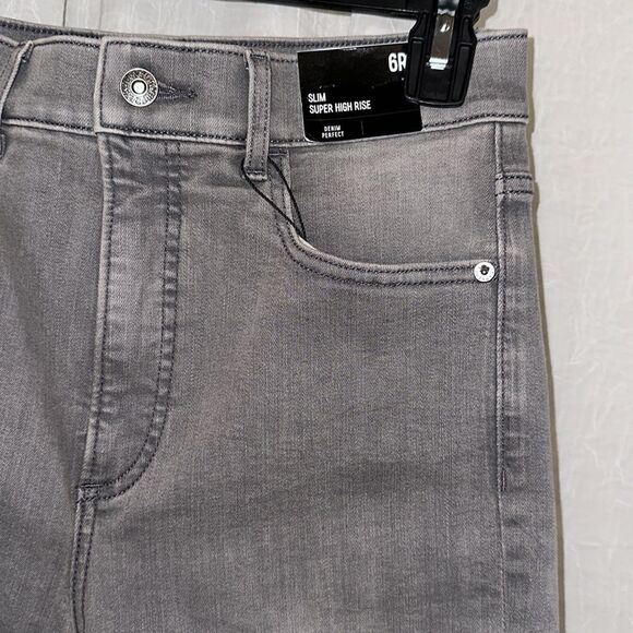 EXPRESS 6R Denim Perfect Light Gray Wash Slim High Rise Jeans - Picture 7 of 10